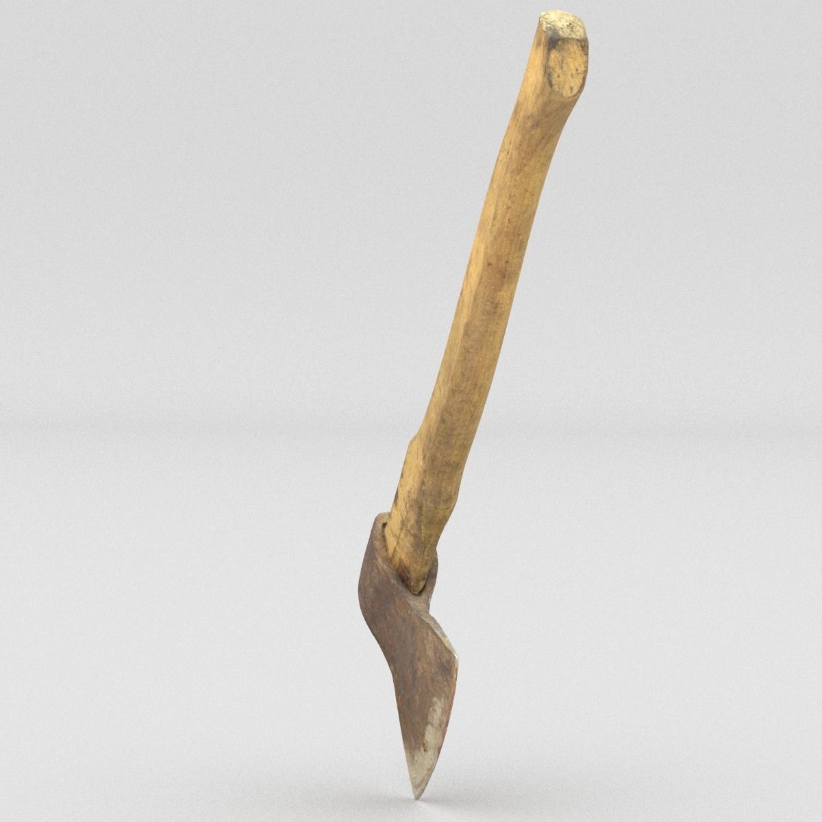 Hatchet High Poly axe with wooden handle 3D model_4