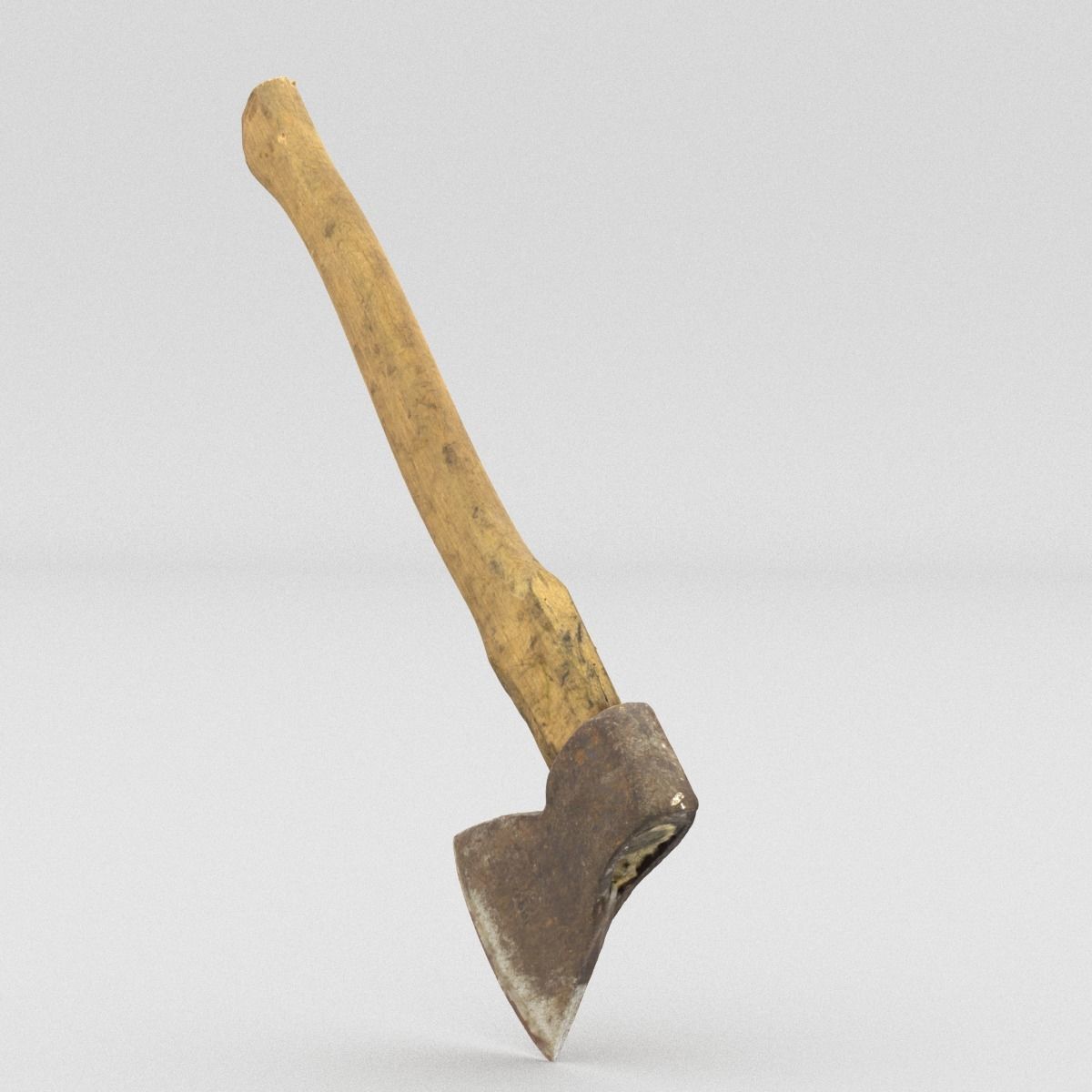 Hatchet High Poly axe with wooden handle 3D model_11