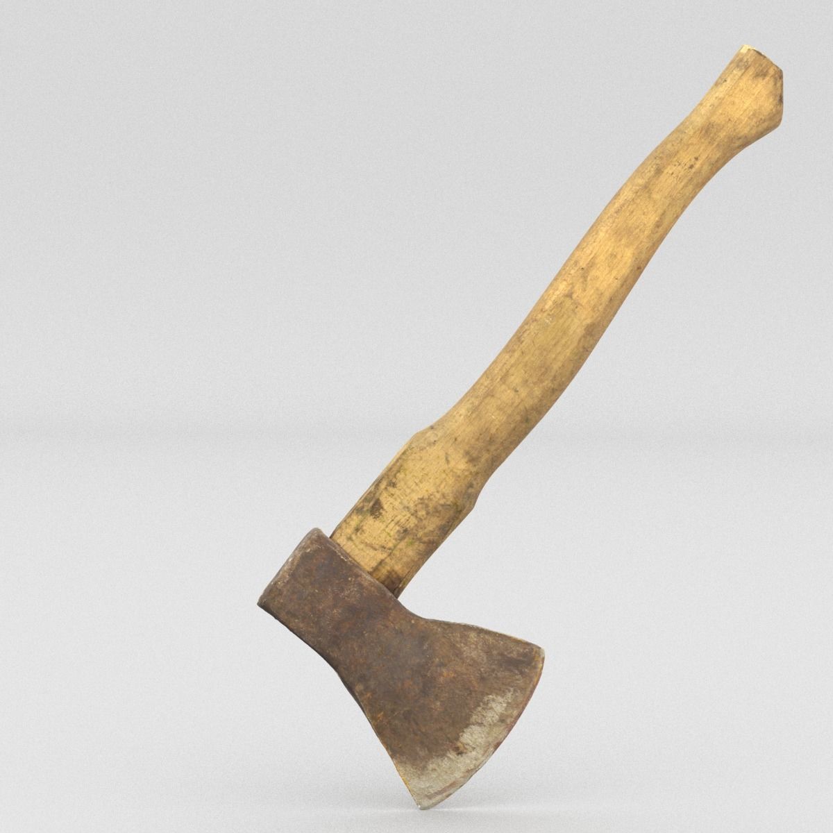 Hatchet High Poly axe with wooden handle 3D model_7