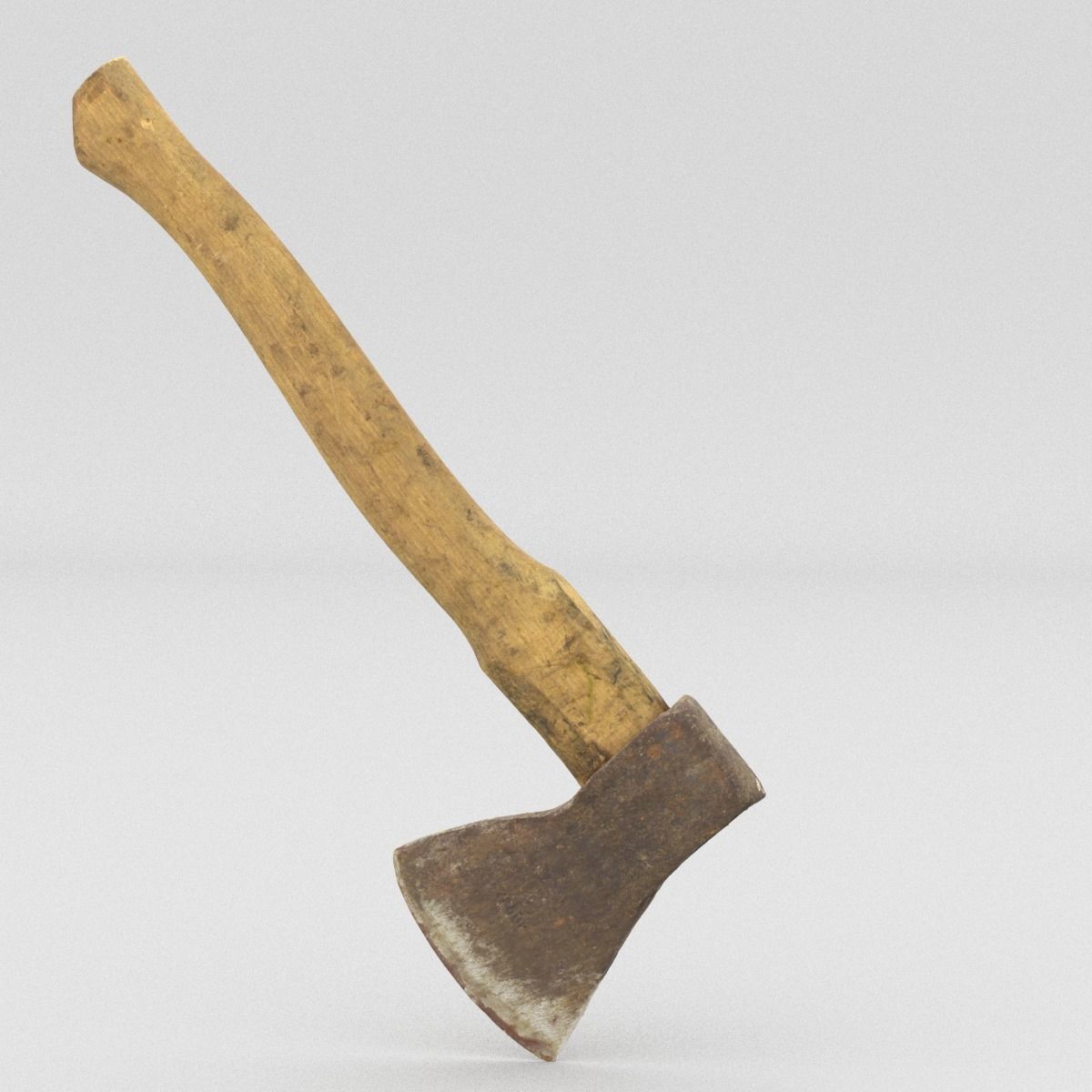 Hatchet High Poly axe with wooden handle 3D model_8