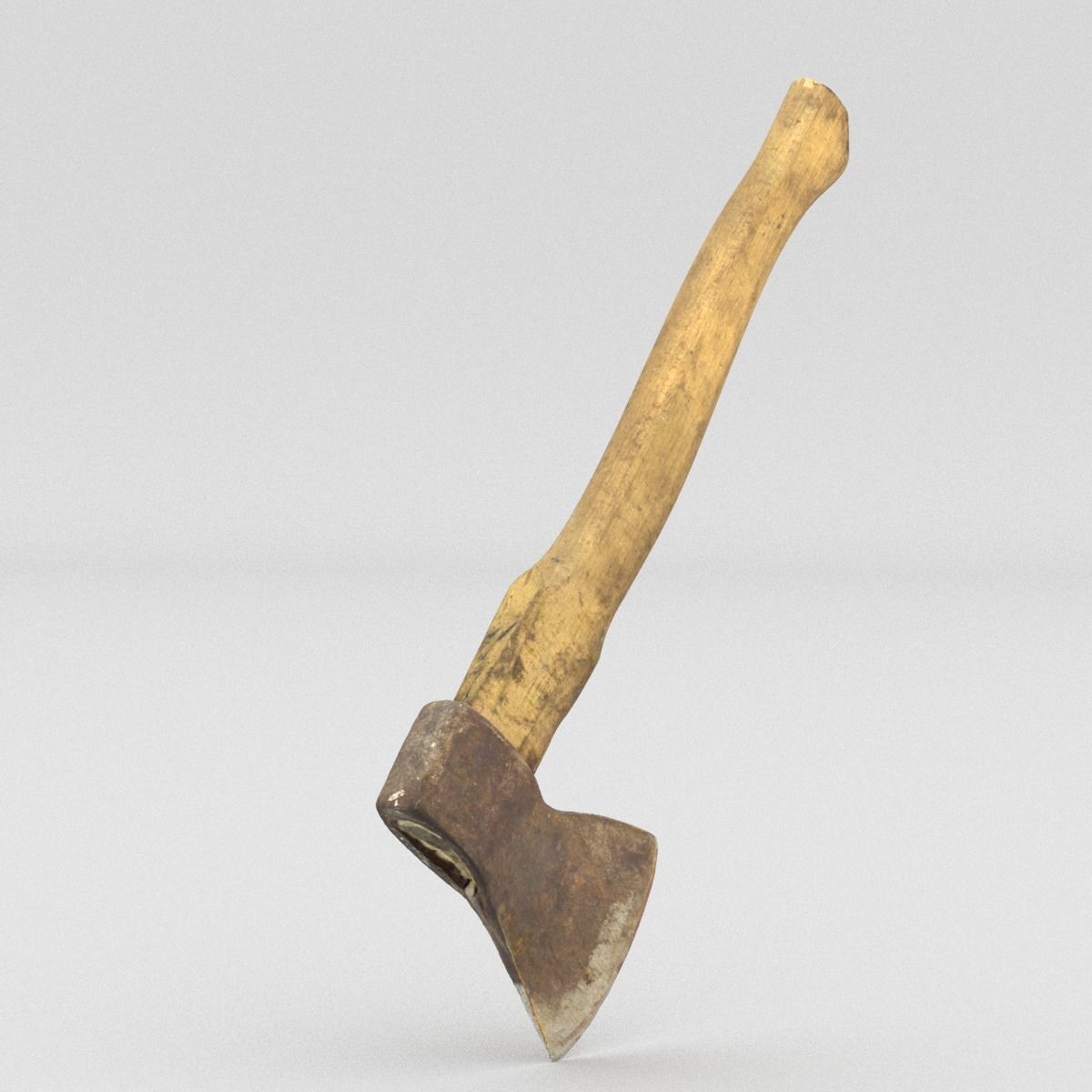 Hatchet High Poly axe with wooden handle 3D model_10