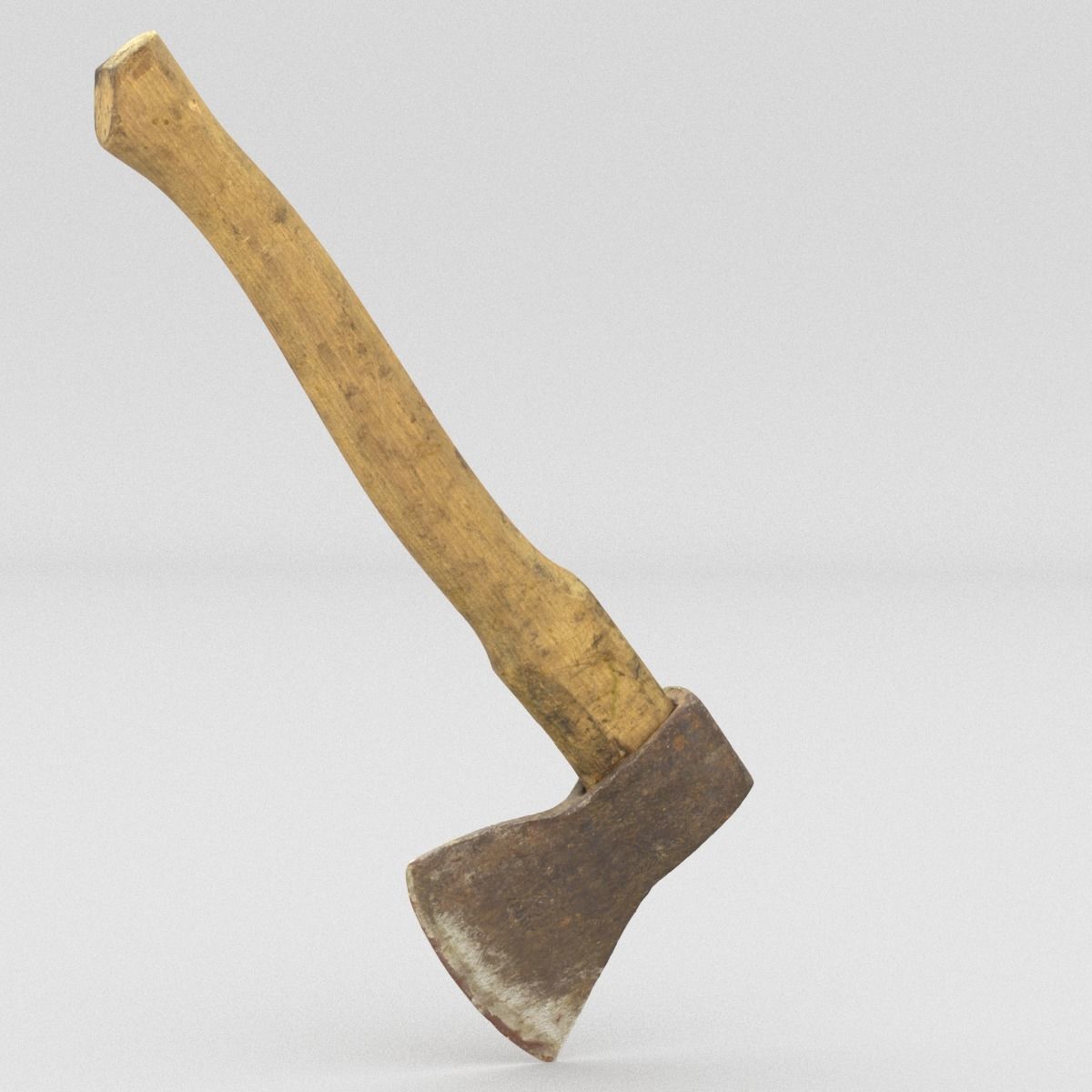 Hatchet High Poly axe with wooden handle 3D model_9