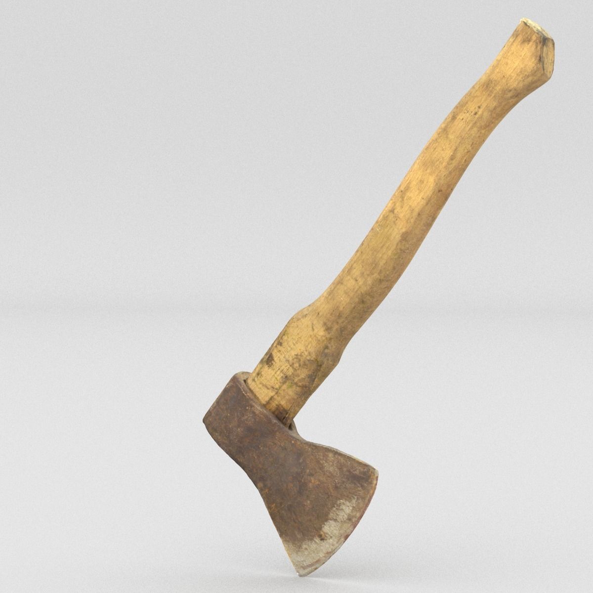 Hatchet High Poly axe with wooden handle 3D model_6