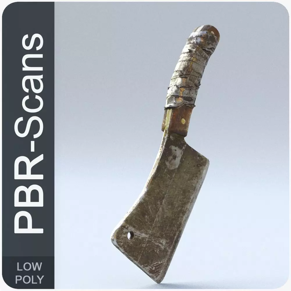 Cleaver Low Poly knife Low-poly 3D model_0