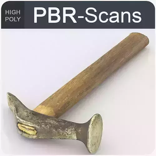 Hammer High Poly with wooden handle