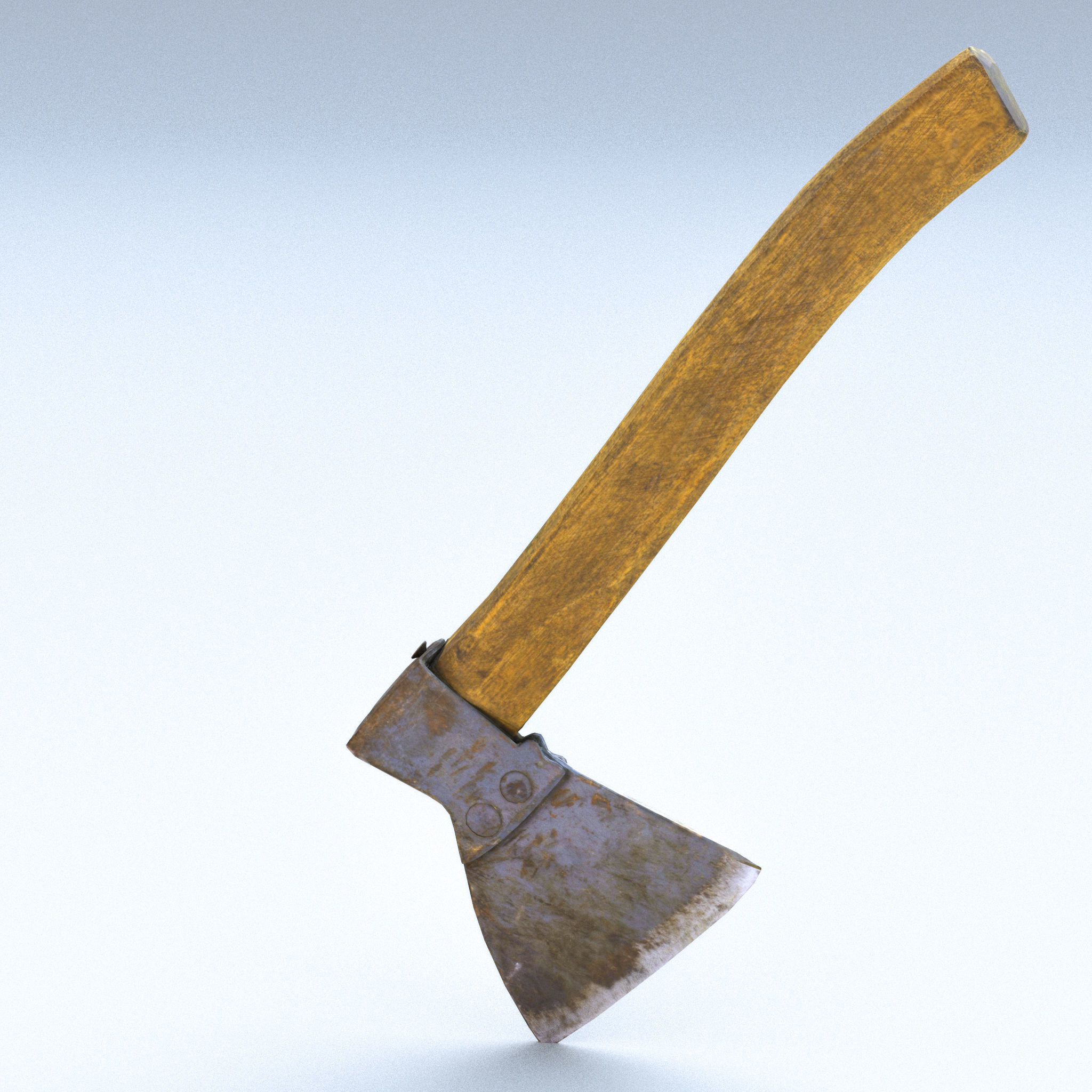 Hatchet Low Poly axe with wooden handle Low-poly 3D model_12