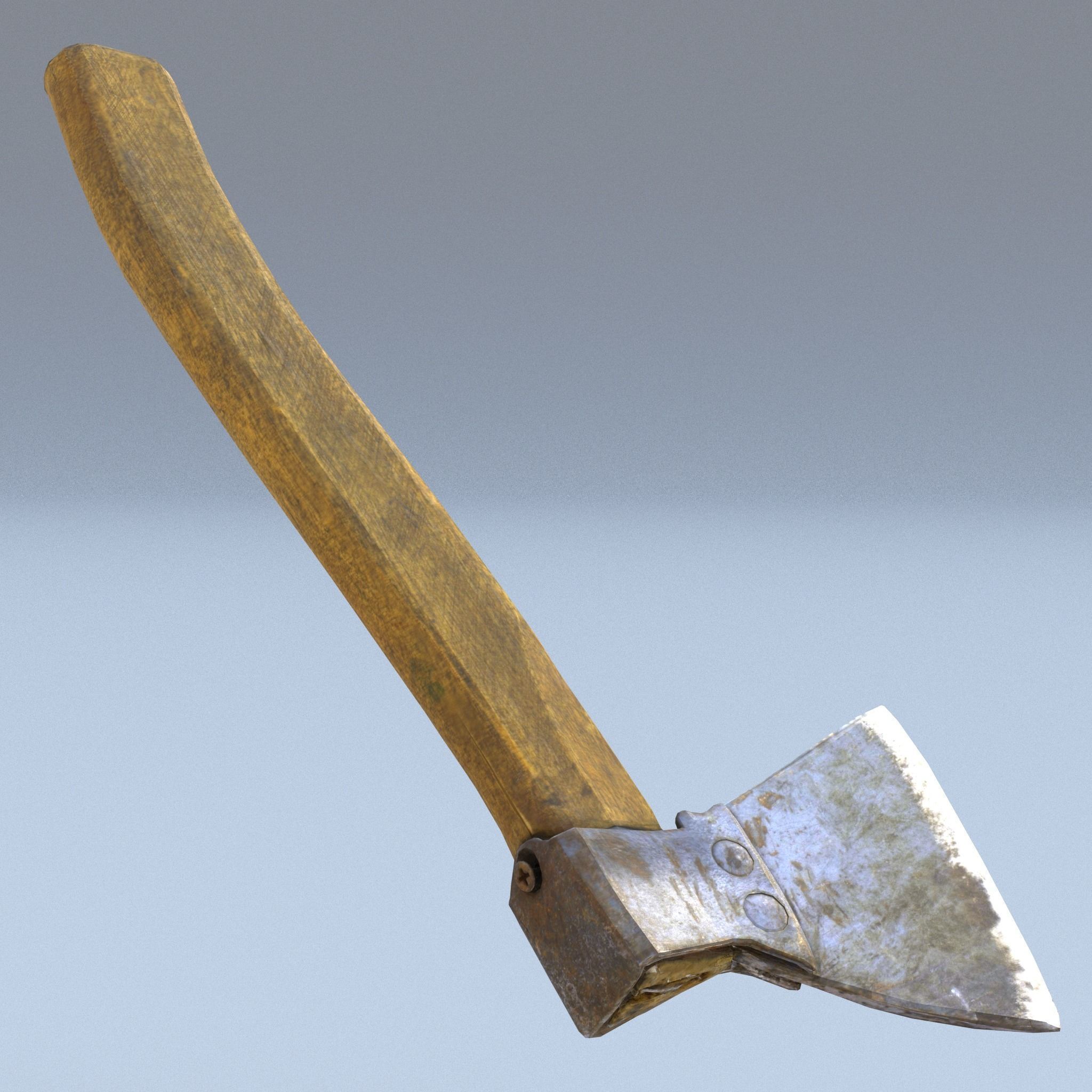 Hatchet Low Poly axe with wooden handle Low-poly 3D model_1