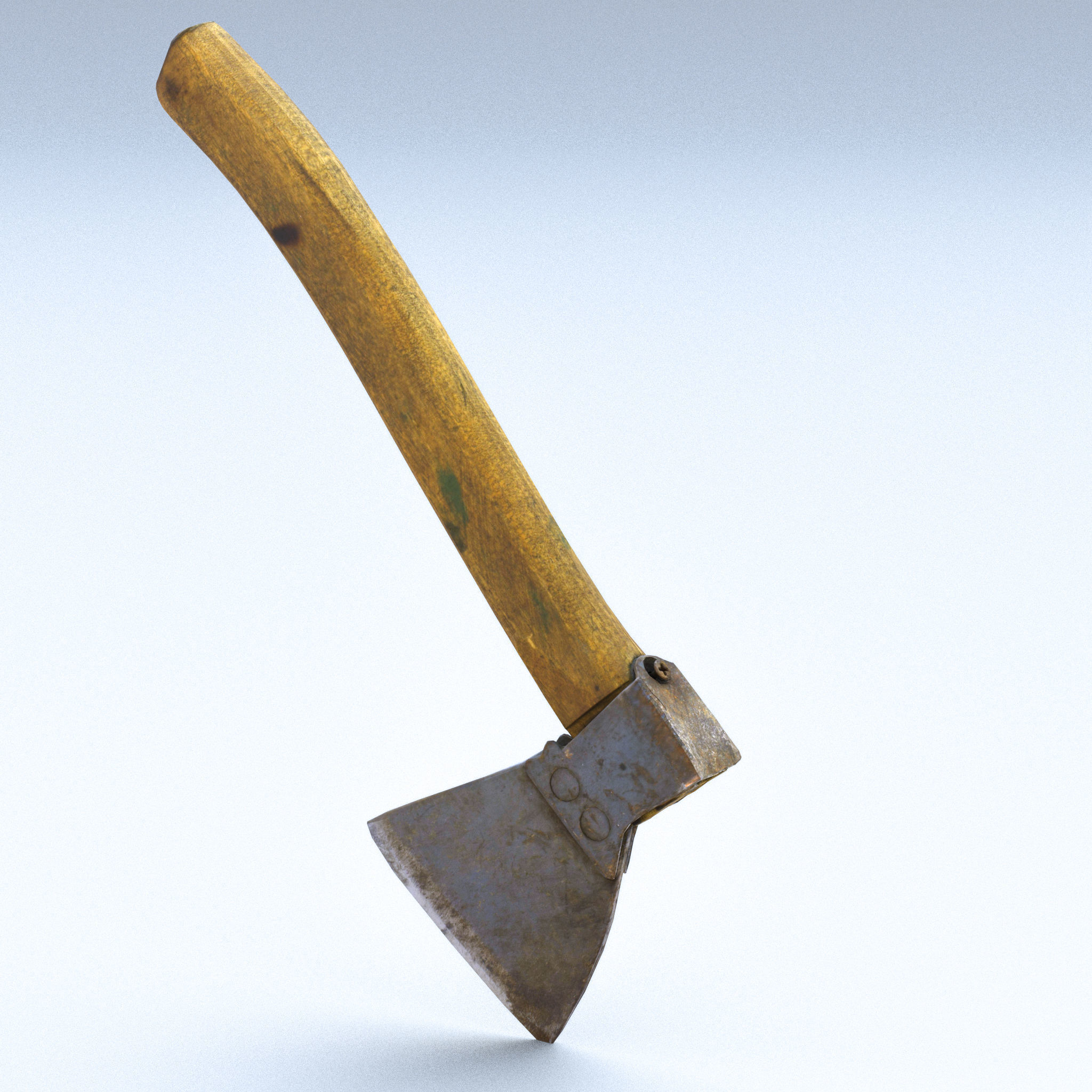 Hatchet Low Poly axe with wooden handle Low-poly 3D model_13