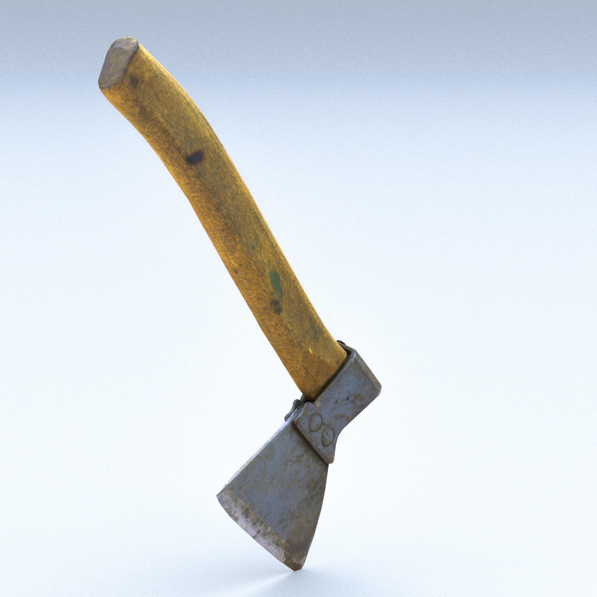 Hatchet Low Poly axe with wooden handle Low-poly 3D model_10