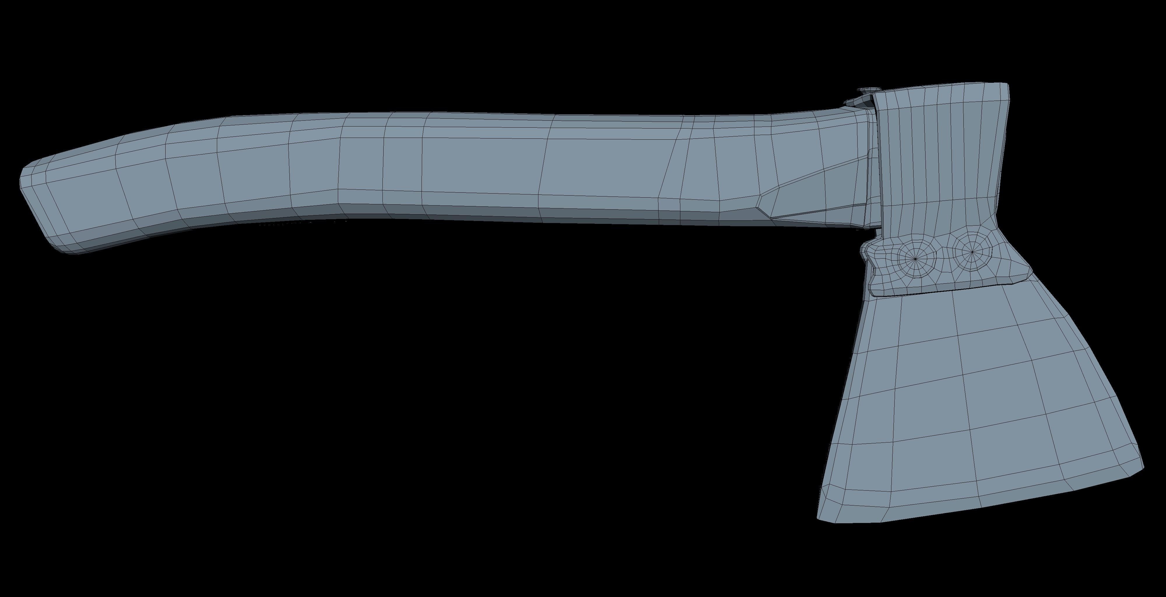 Hatchet Low Poly axe with wooden handle Low-poly 3D model_4