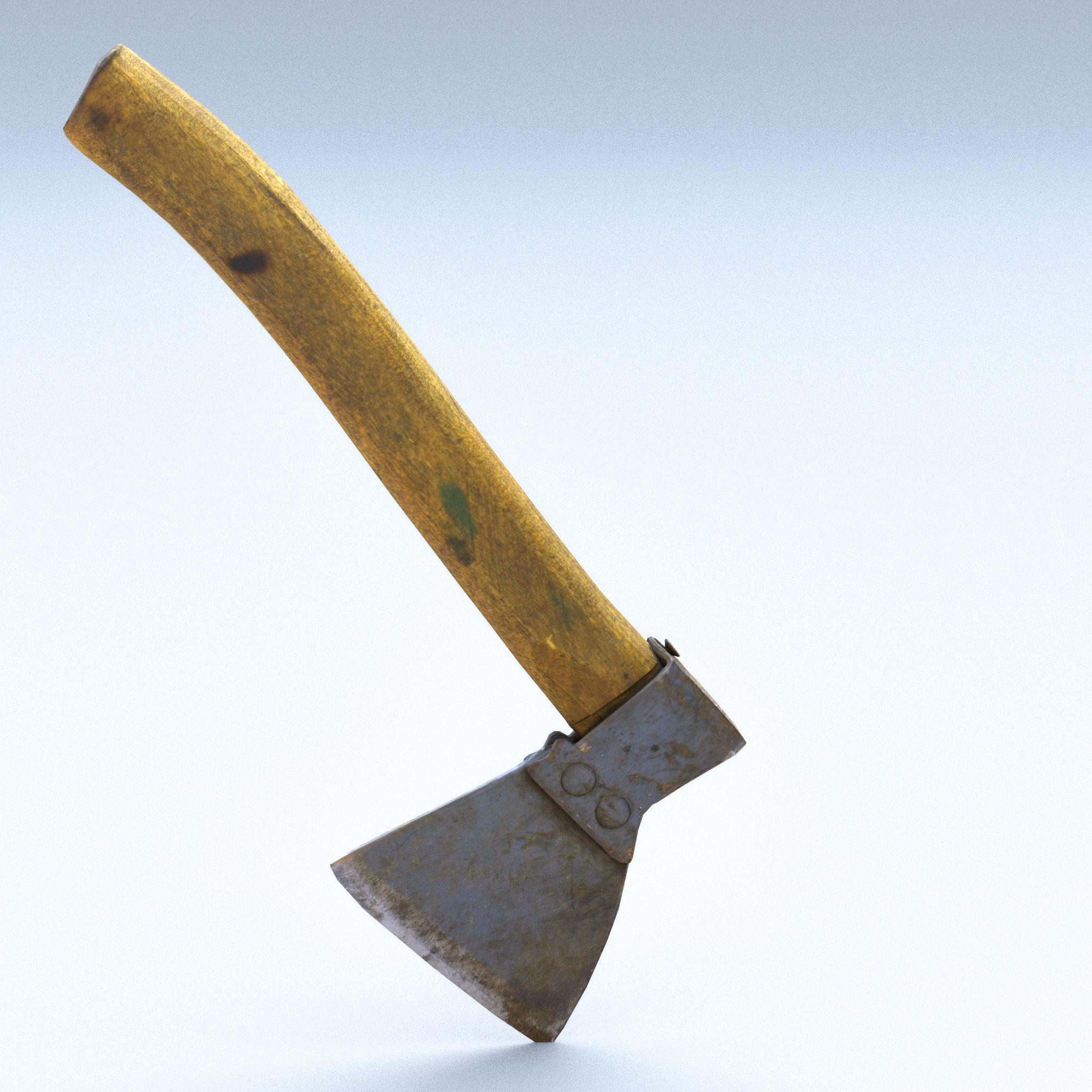 Hatchet Low Poly axe with wooden handle Low-poly 3D model_15