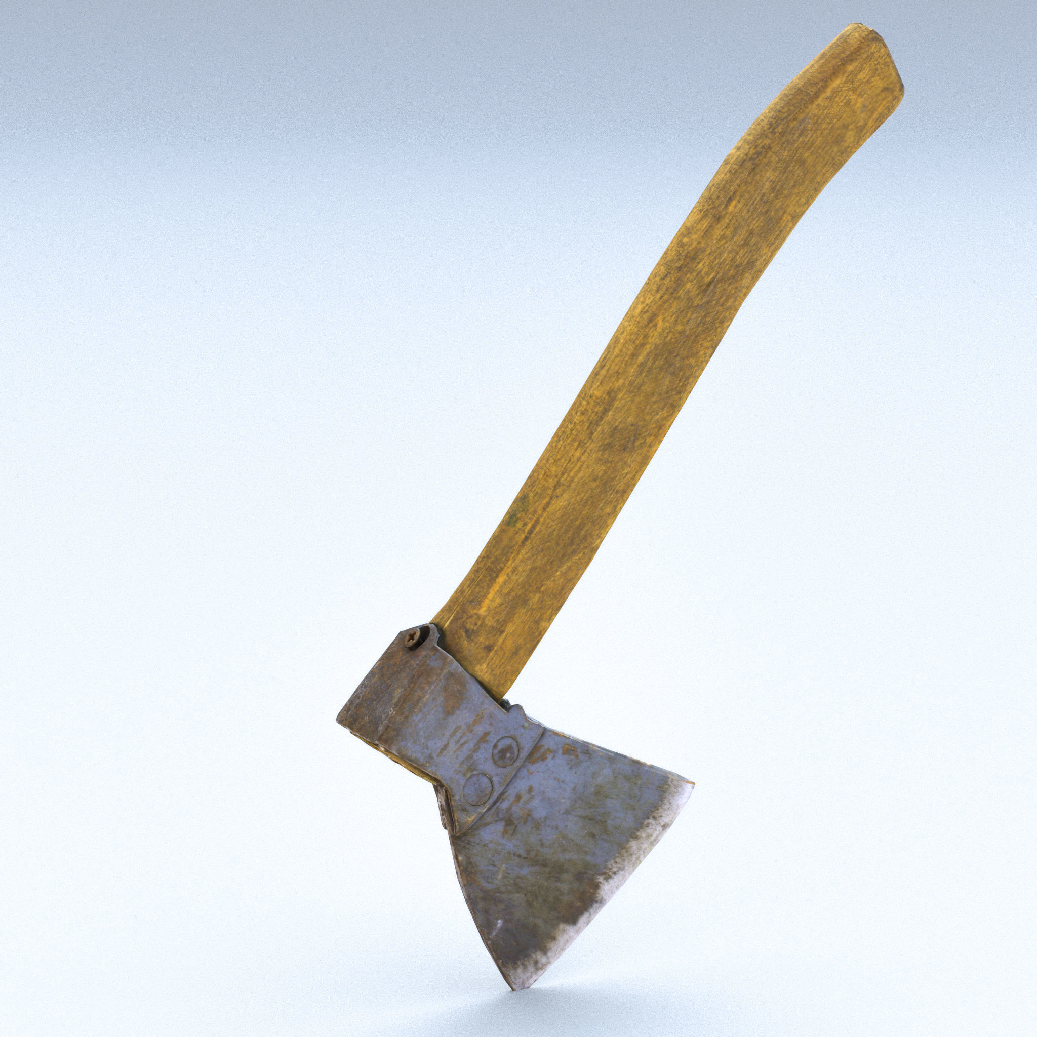 Hatchet Low Poly axe with wooden handle Low-poly 3D model_11