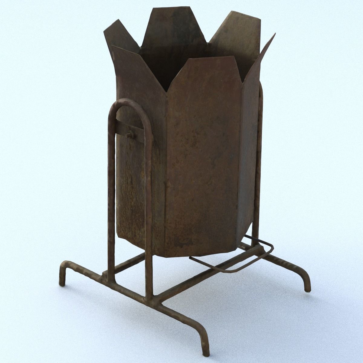 Rubbish Bin Middle Poly 3D model_9