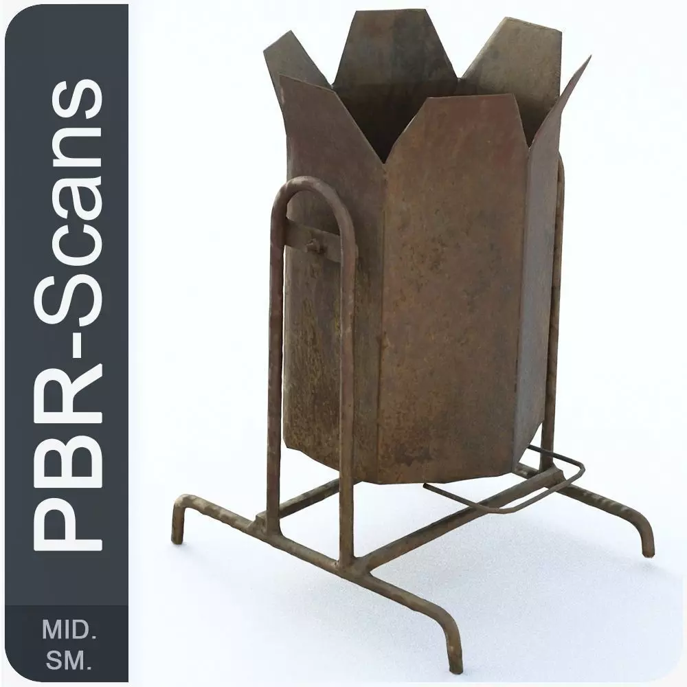 Rubbish Bin Middle Poly 3D model_0