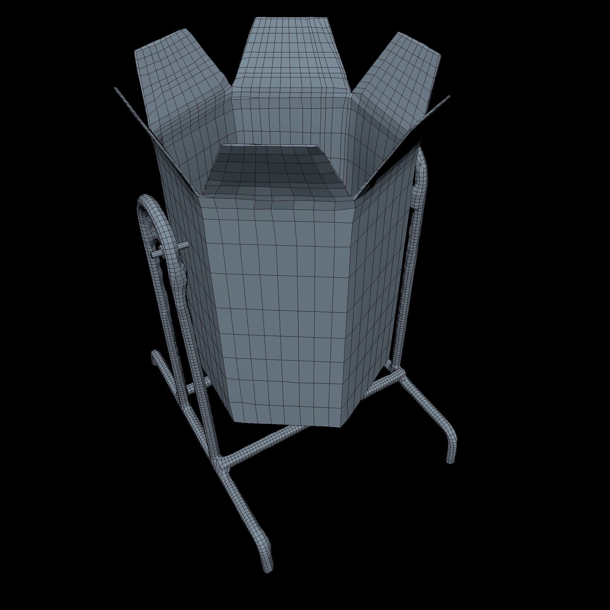 Rubbish Bin Middle Poly 3D model_3