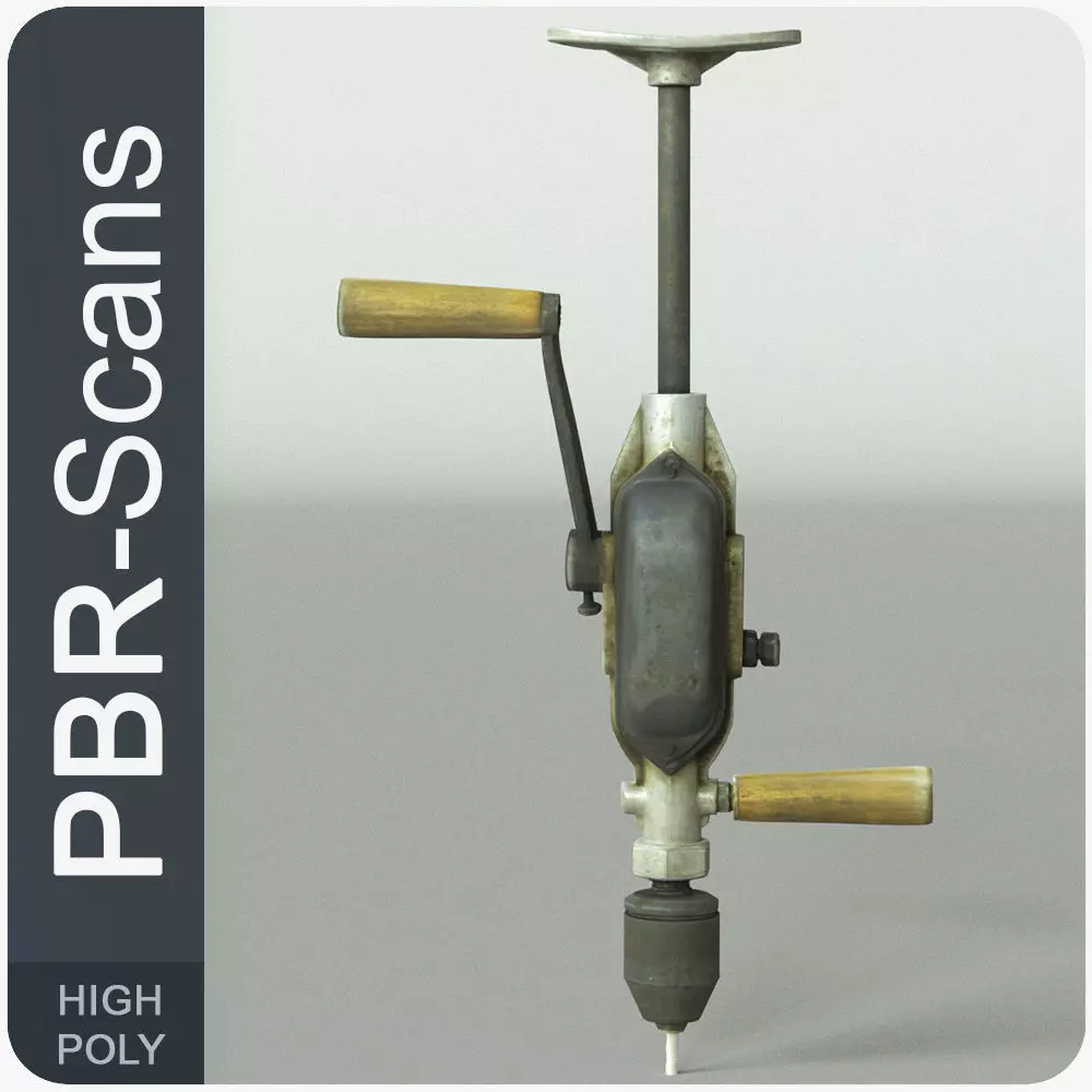 Hand Drill High Poly 3D model_0