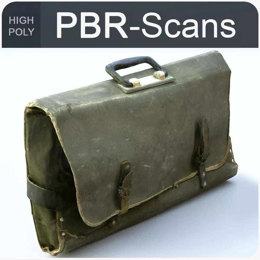 Satchel High Poly metal wallet 3D model_0