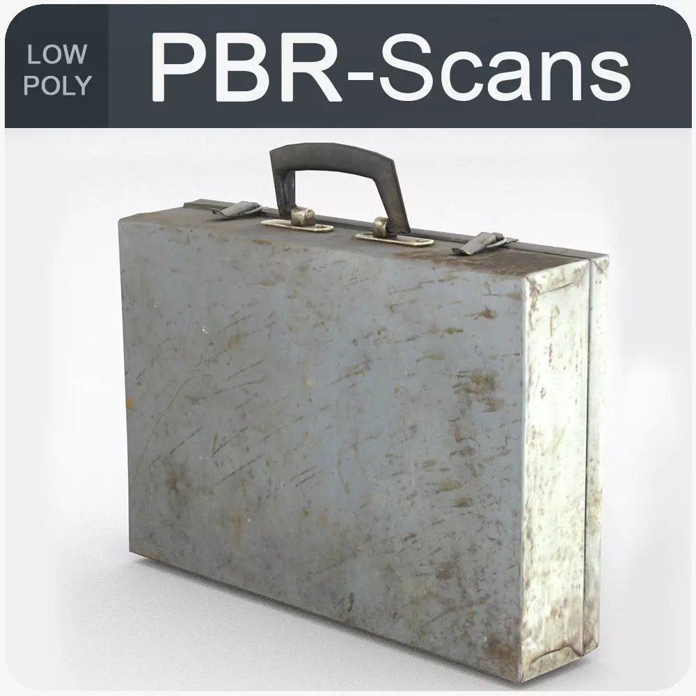 Suitcase Low Poly metal briefcase Low-poly 3D model_0