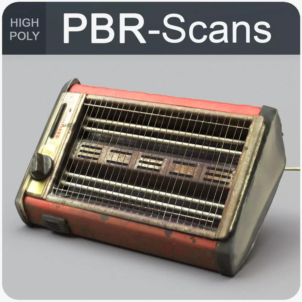 Heater High Poly box with wire 3D model_0