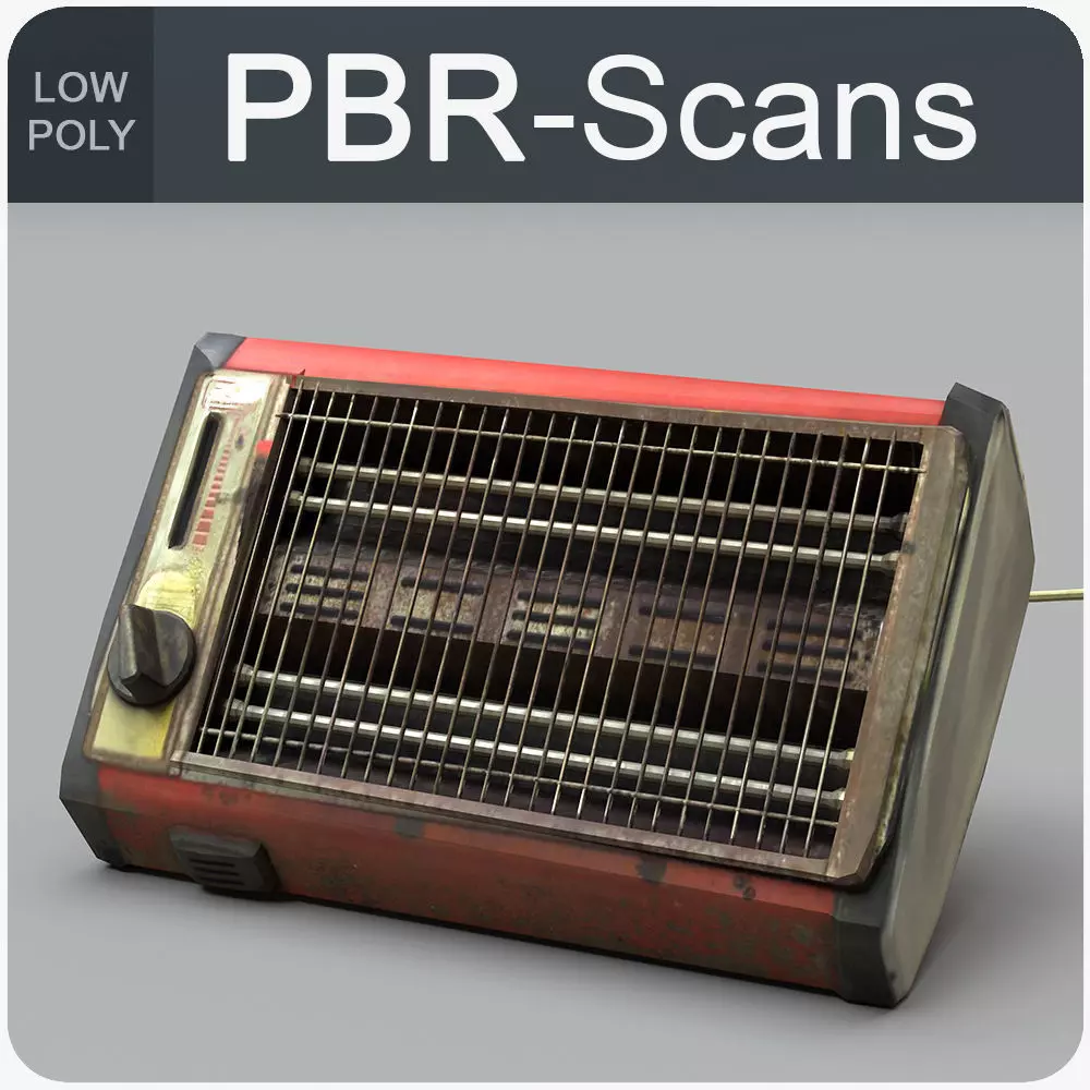 Heater Low Poly box with wire Low-poly 3D model_0