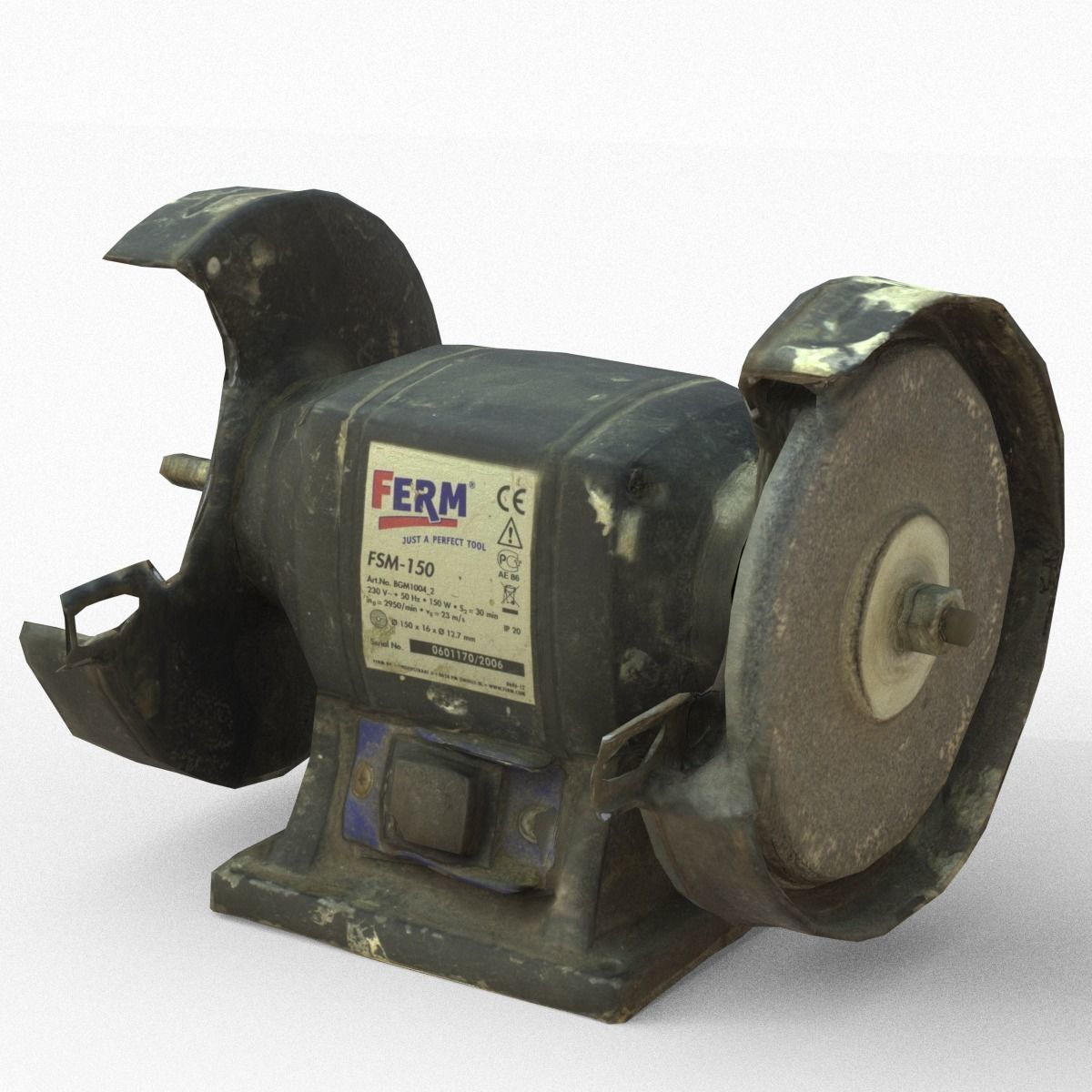 Grinder Low Poly old rusty machine Low-poly 3D model_3