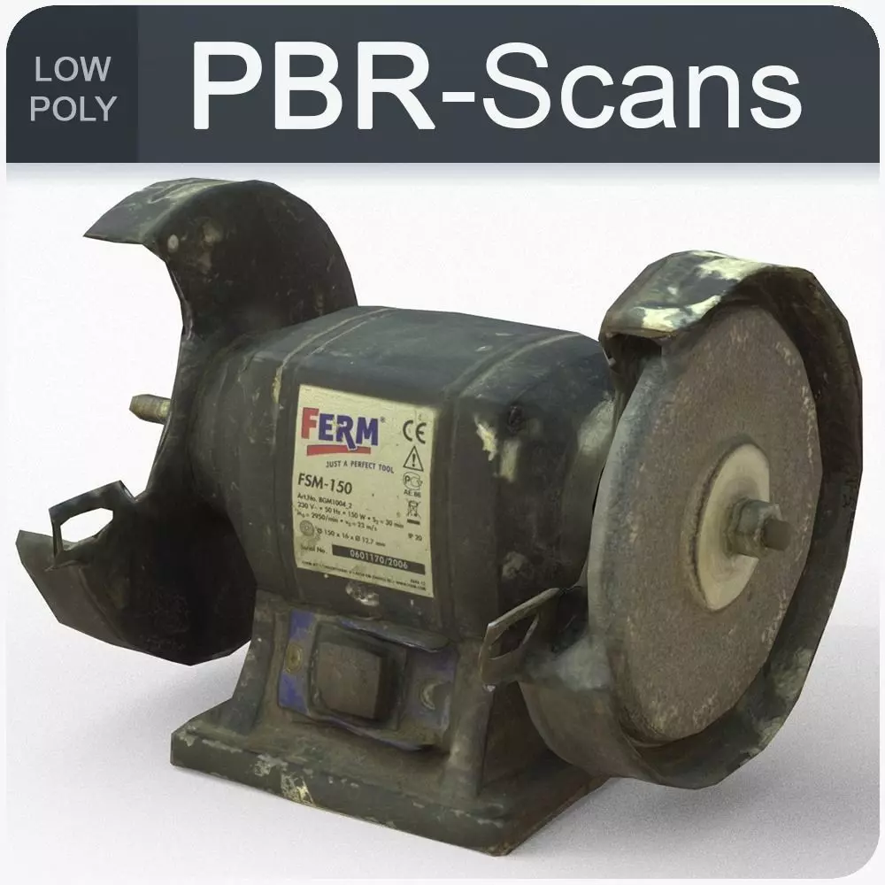 Grinder Low Poly old rusty machine Low-poly 3D model_0