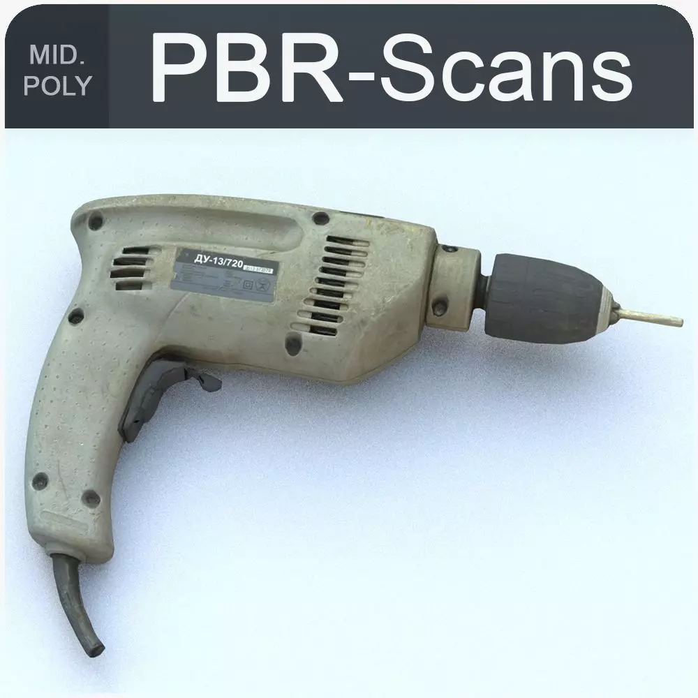 Drill Middle Poly 3D model_0