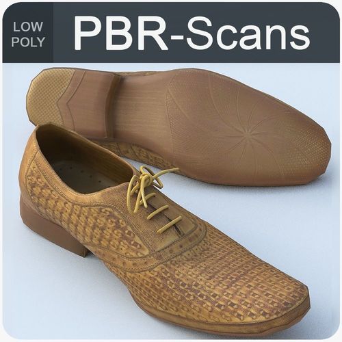 Shoe Low Poly leather with laces Low-poly 3D model