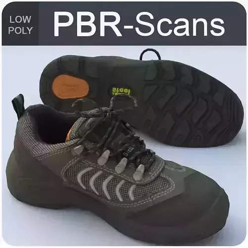 Sneaker Low Poly athletic shoe with orange laces