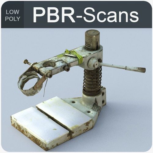 Fastening Low Poly old machine with screw Low-poly 3D model