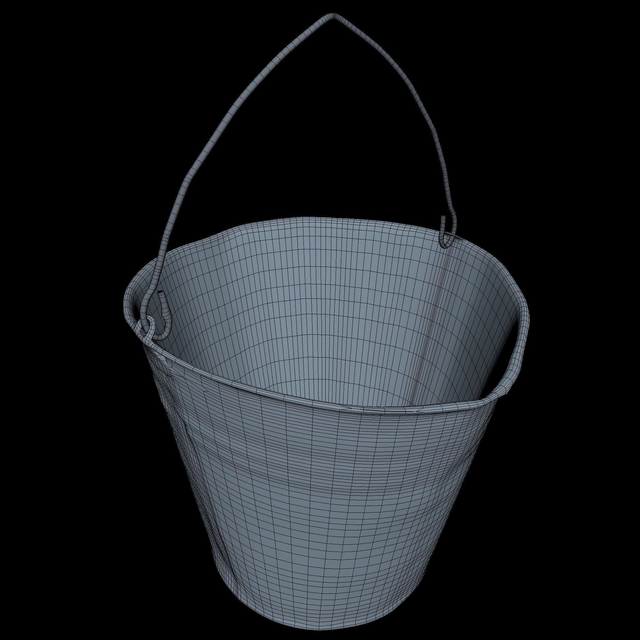 Dirty Bucket Middle Poly 3D model_4