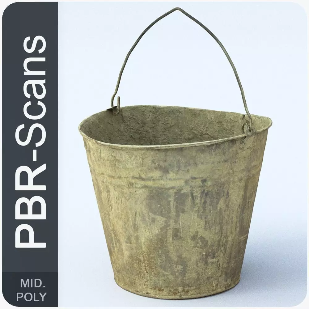 Dirty Bucket Middle Poly 3D model_0
