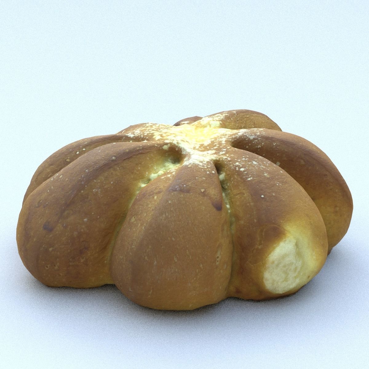 Bread Roll Middle Poly 3D model_11