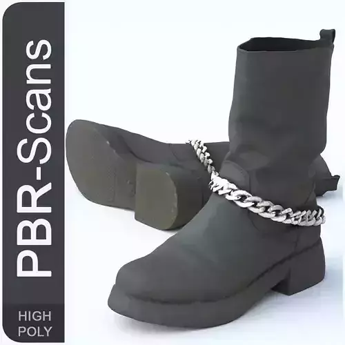 Boot High Poly with chains