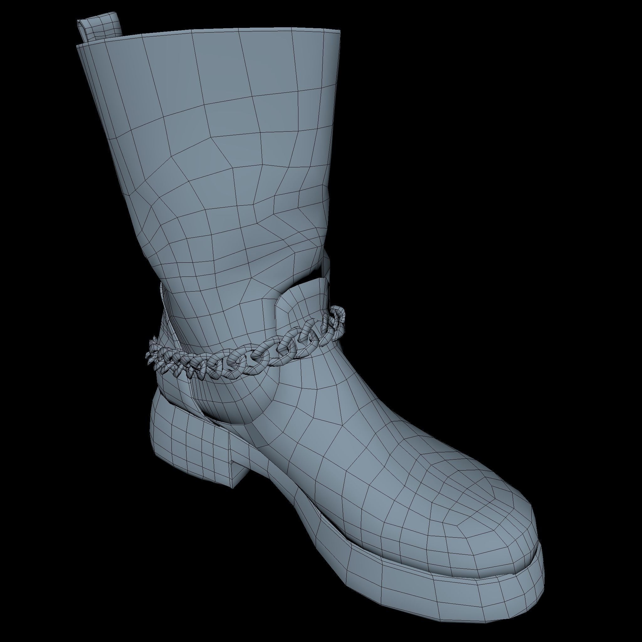 Boot Low Poly with chains Low-poly 3D model_6