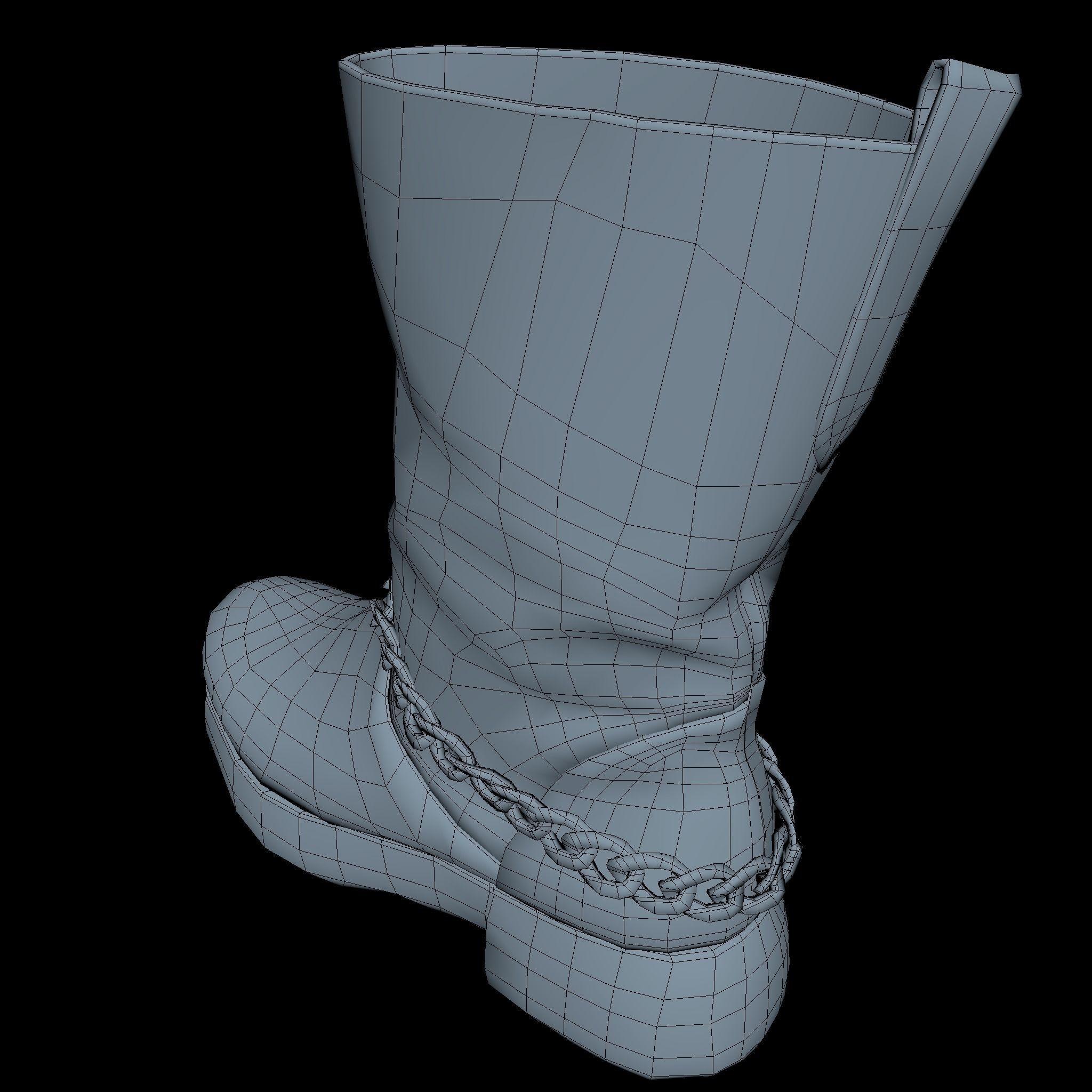 Boot Low Poly with chains Low-poly 3D model_7