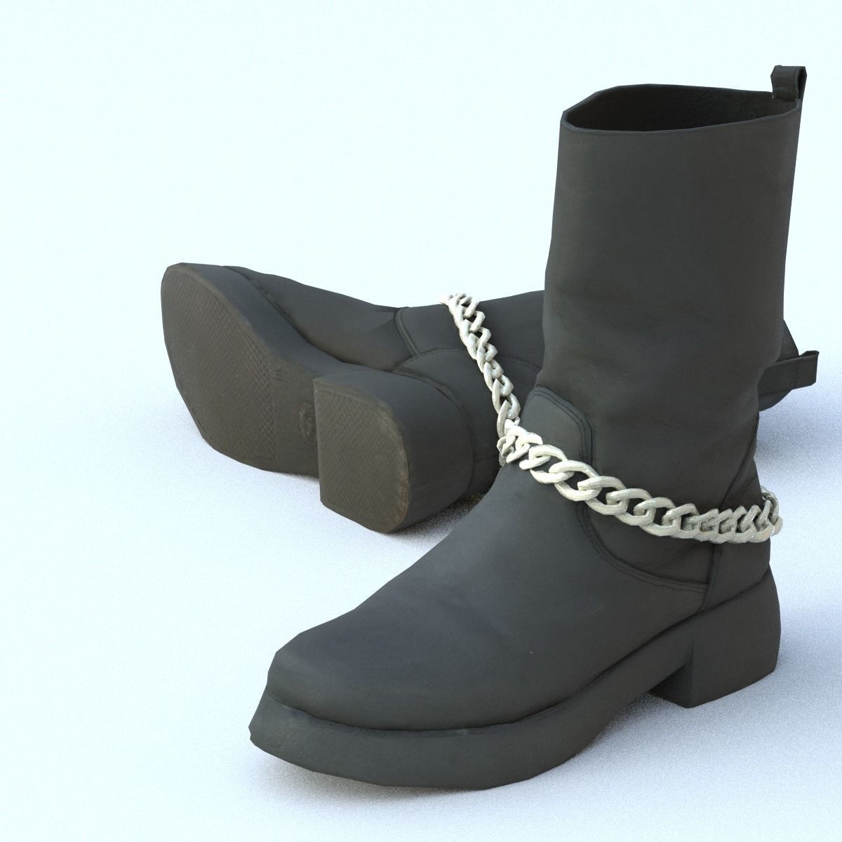 Boot Low Poly with chains Low-poly 3D model_3