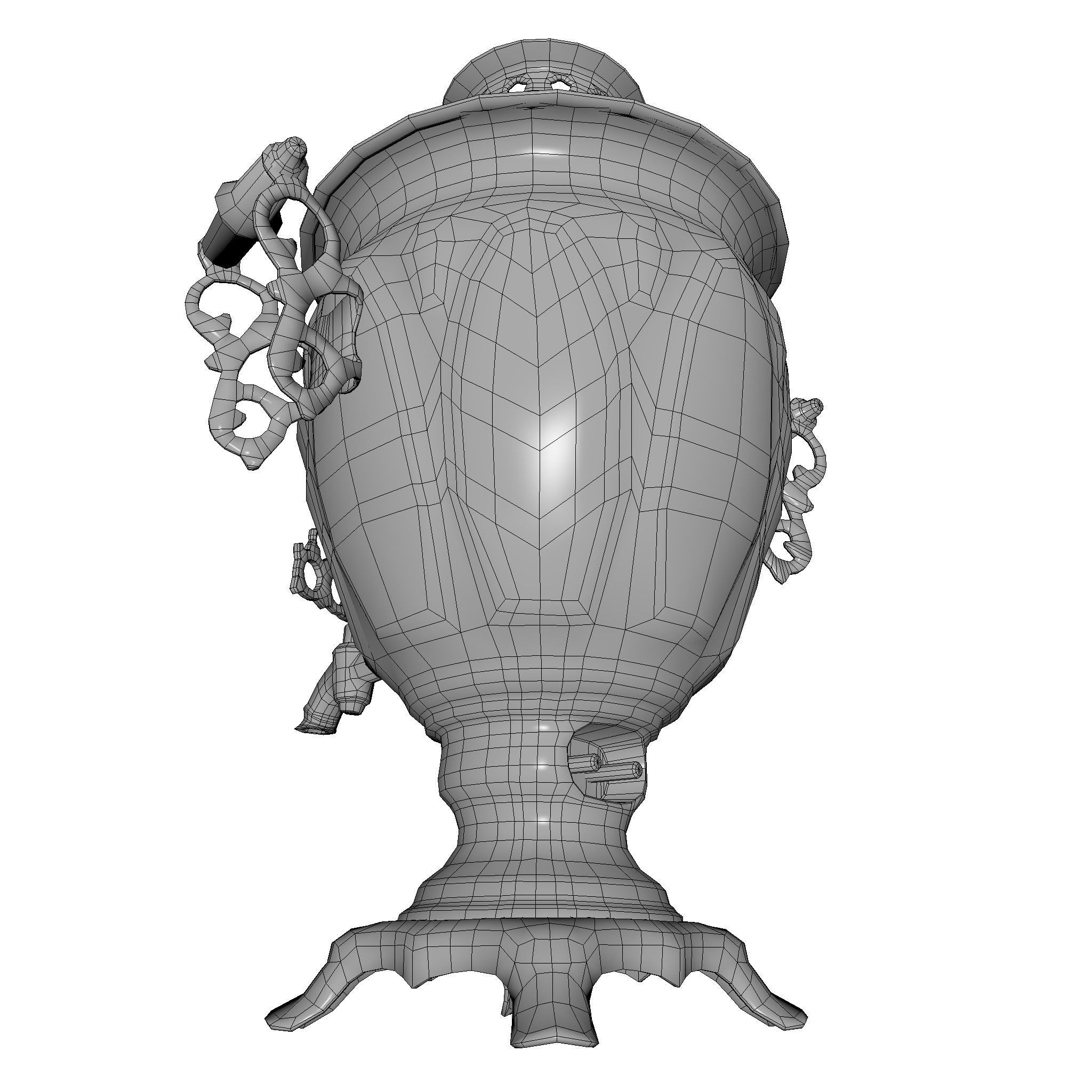 Samovar Low Poly old russian coffee pot Low-poly 3D model_4
