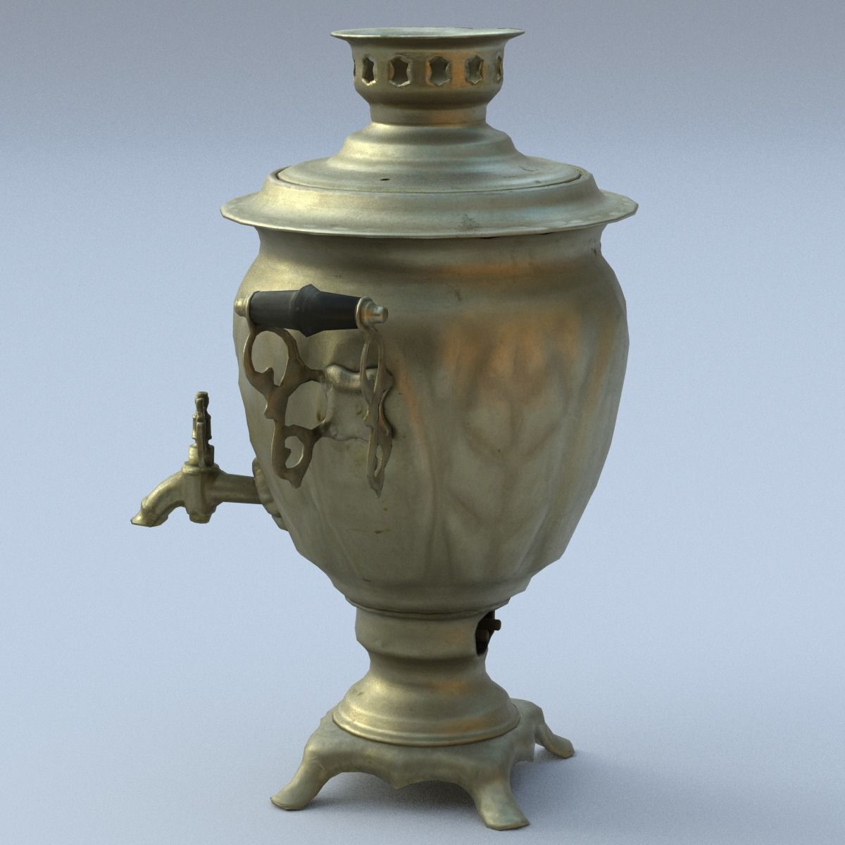 Samovar Low Poly old russian coffee pot Low-poly 3D model_13