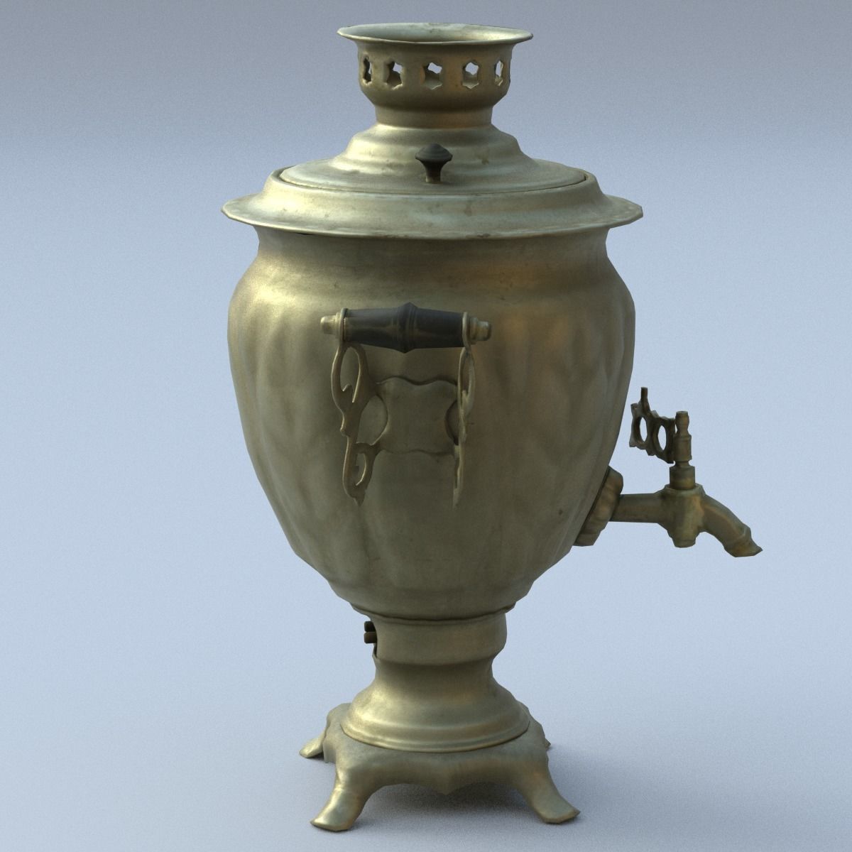 Samovar Low Poly old russian coffee pot Low-poly 3D model_7