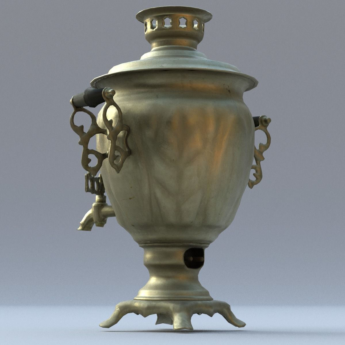 Samovar Low Poly old russian coffee pot Low-poly 3D model_2