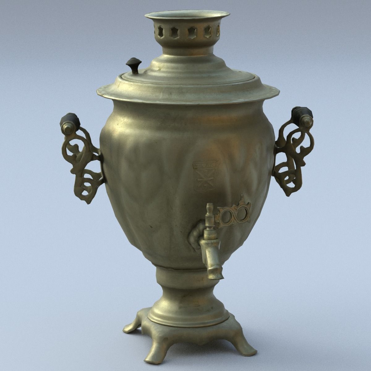 Samovar Low Poly old russian coffee pot Low-poly 3D model_9