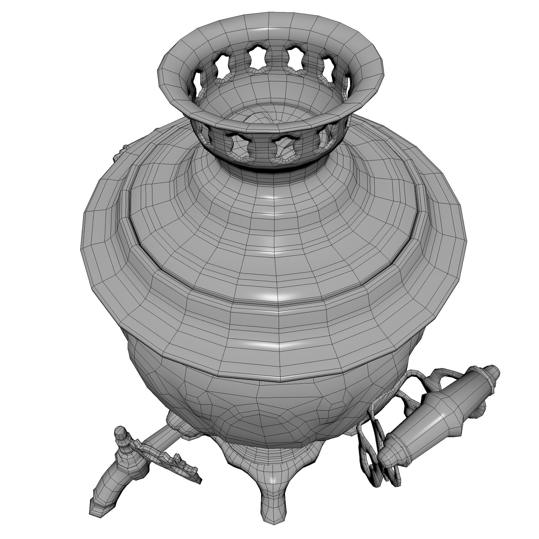Samovar Low Poly old russian coffee pot Low-poly 3D model_5