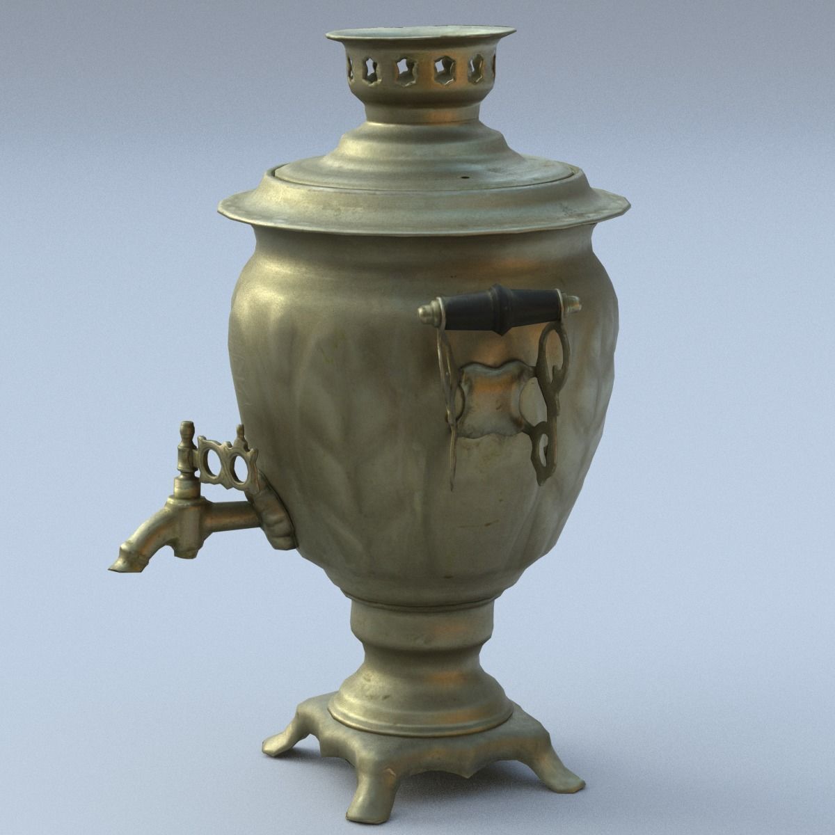 Samovar Low Poly old russian coffee pot Low-poly 3D model_14