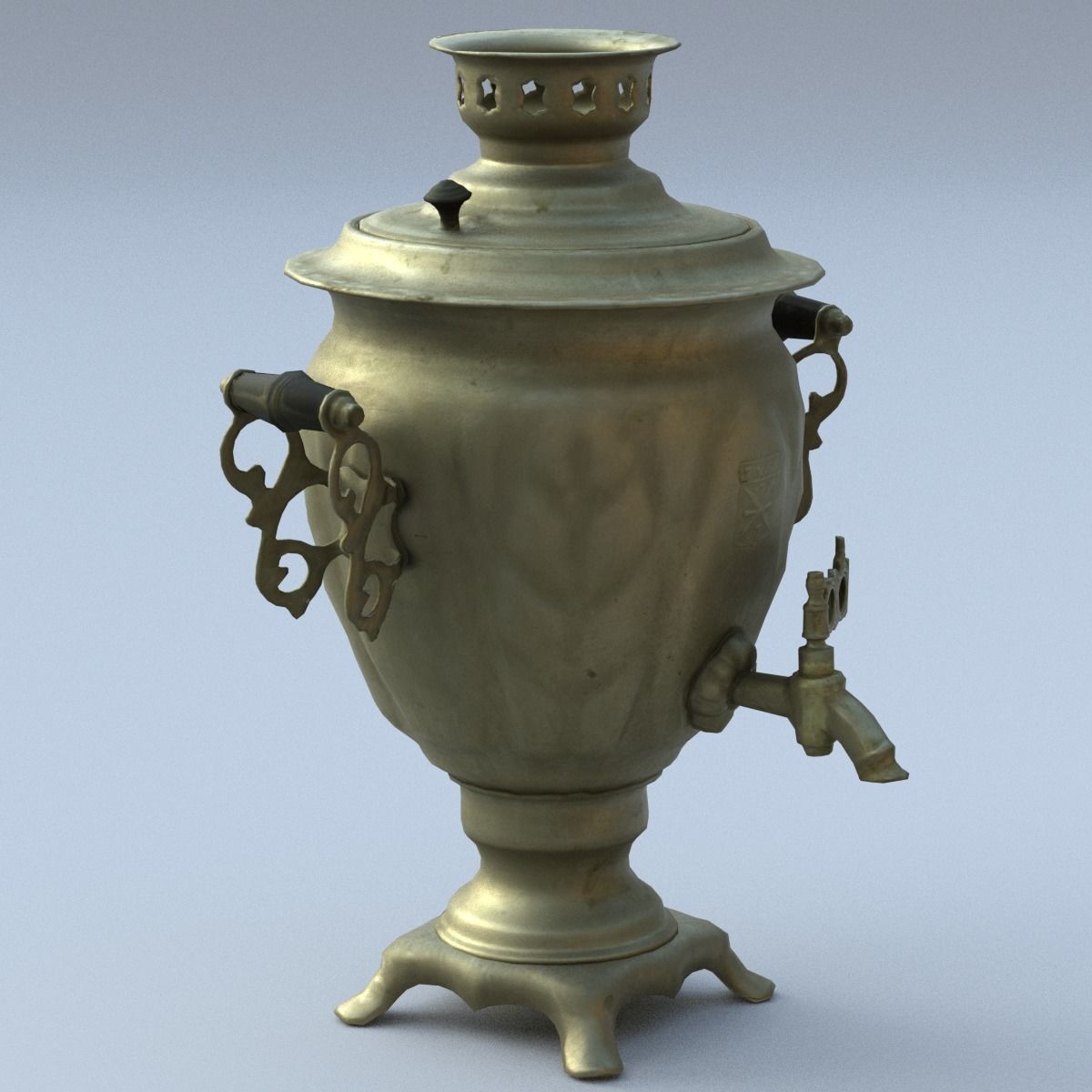 Samovar Low Poly old russian coffee pot Low-poly 3D model_10