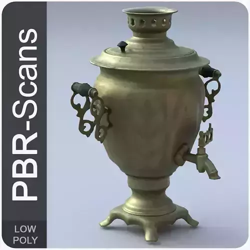 Samovar Low Poly old russian coffee pot Low-poly 3D model