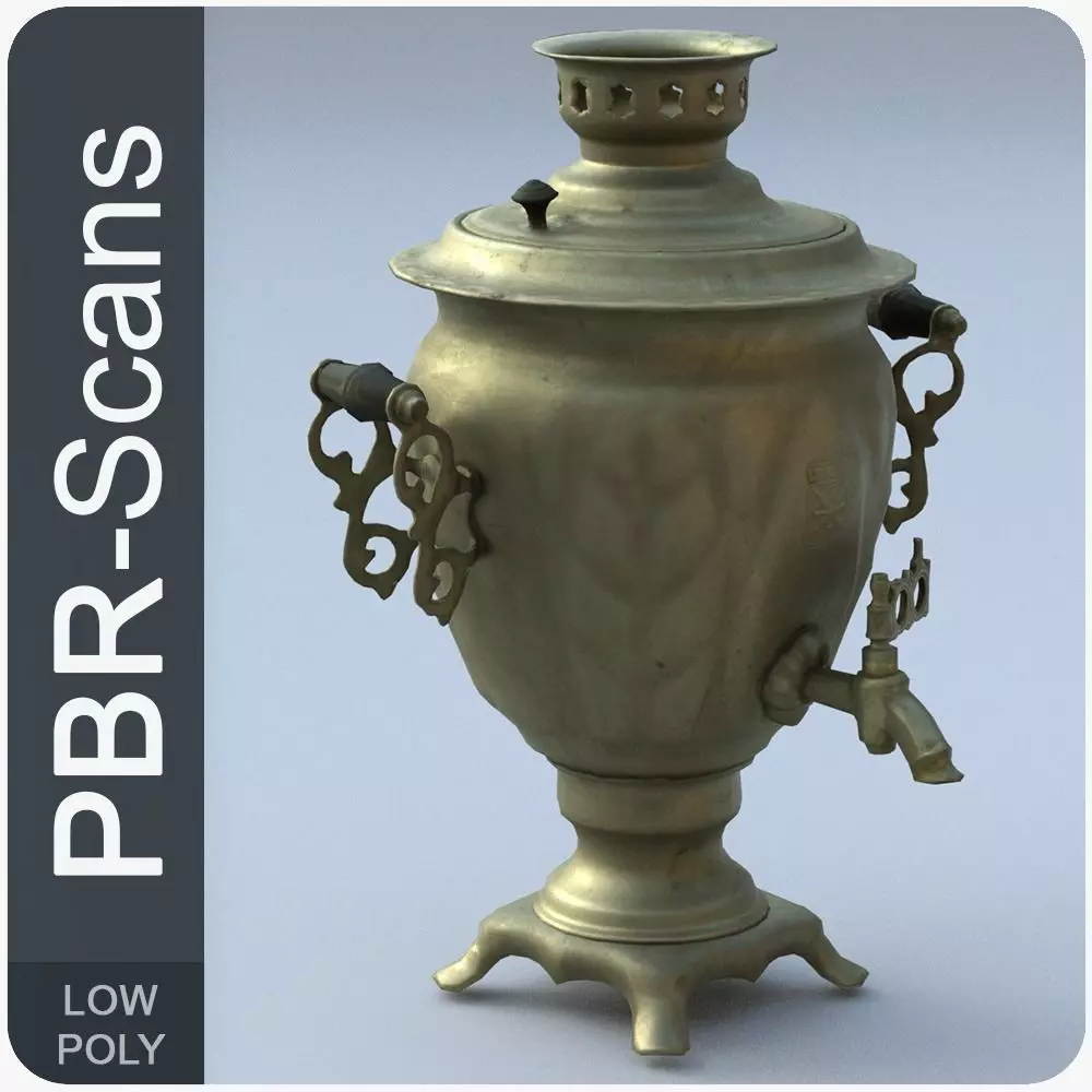 Samovar Low Poly old russian coffee pot Low-poly 3D model_0