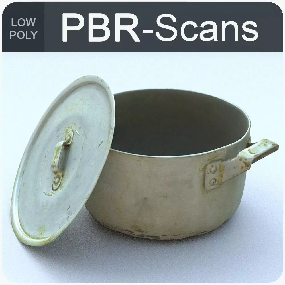 Saucepan Low Poly metal pot with handles Low-poly 3D model