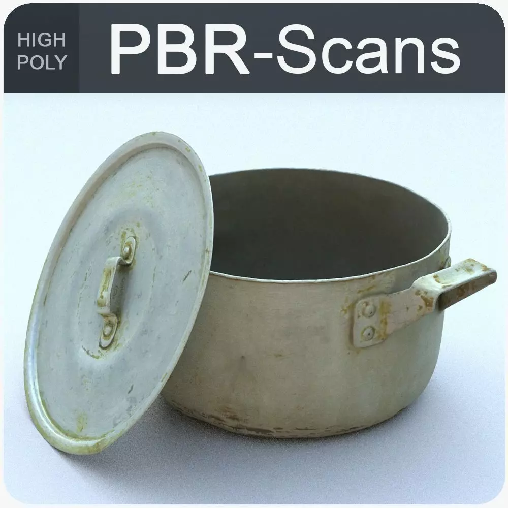 Saucepan High Poly metal pot 3D model_0