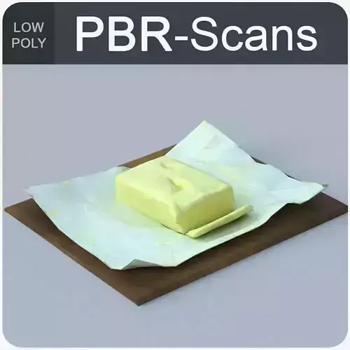 Butter Low Poly on piece of paper Low-poly 3D model
